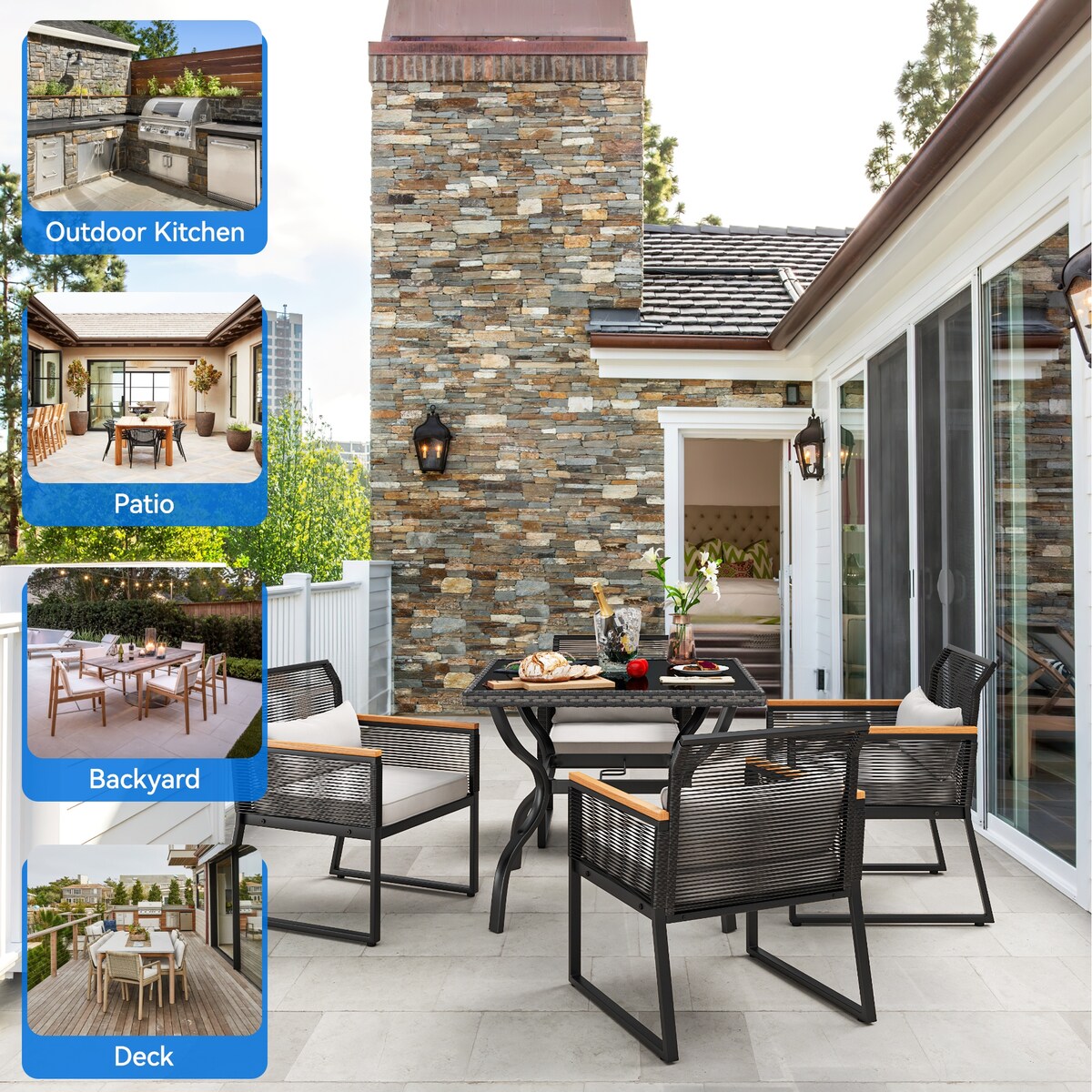 Set da pranzo per esterni Moasis da 5 pezzi - 5 pezzi