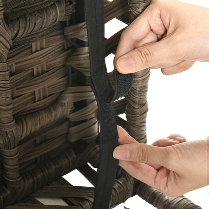 Set da bar in vimini e rattan Moasis da 5 pezzi, mobili da pranzo per patio con portabicchieri e 4 sgabelli da bar imbottiti