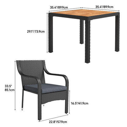 Set da pranzo quadrato da patio Moasis da 5 pezzi - 5 pezzi