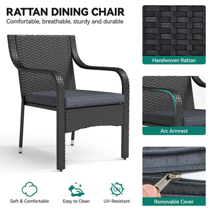 Set da pranzo quadrato da patio Moasis da 5 pezzi - 5 pezzi