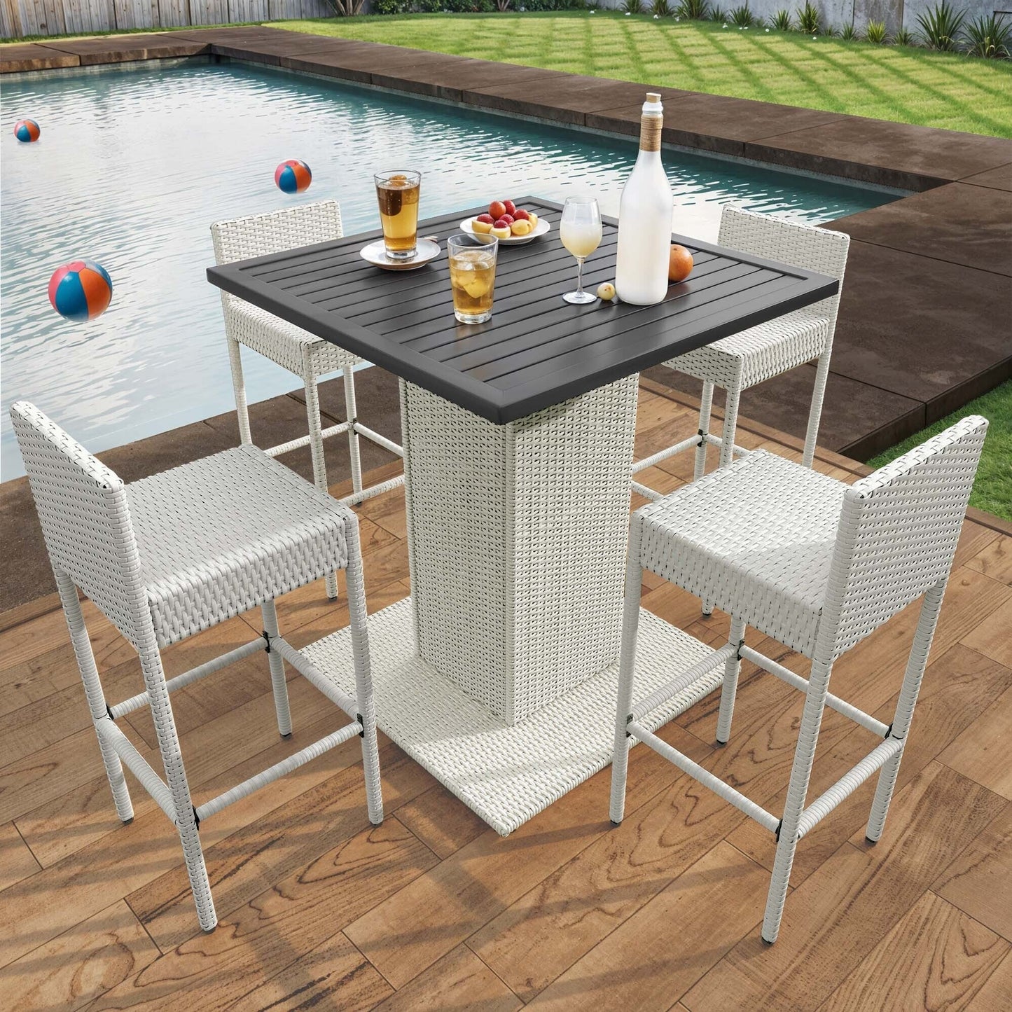 Set da bar per patio in vimini Moasis da 5 pezzi - 5 pezzi