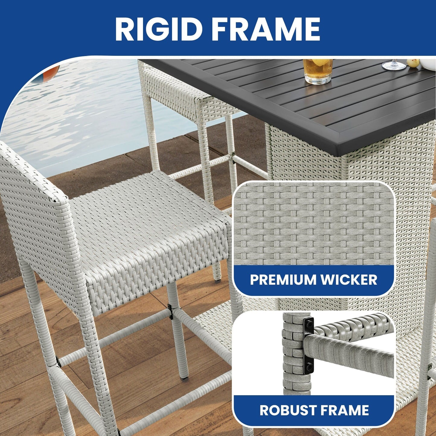 Set da bar per patio in vimini Moasis da 5 pezzi - 5 pezzi