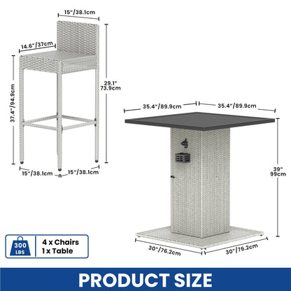 Set da bar per patio in vimini Moasis da 5 pezzi - 5 pezzi