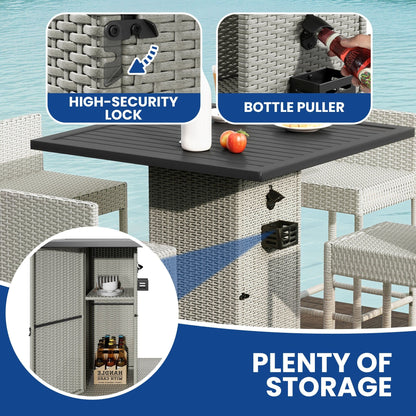 Set da bar per patio in vimini Moasis da 5 pezzi - 5 pezzi