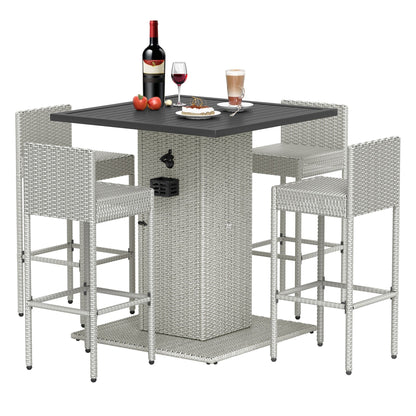 Set da bar per patio in vimini Moasis da 5 pezzi - 5 pezzi