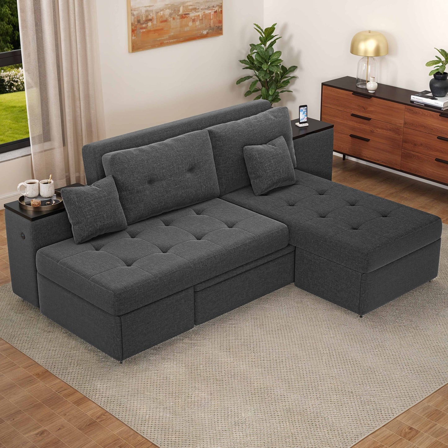 Divano letto multifunzionale 5 in 1 Moasis, divano moderno pieghevole