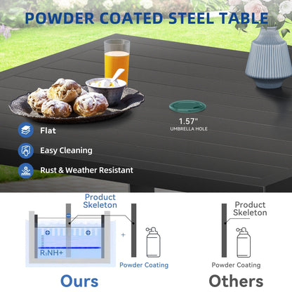 Set da pranzo girevole per esterni con sedie imbottite da 29 W, tavolo da patio