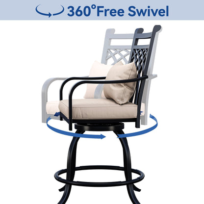 Set da pranzo girevole per esterni con sedie imbottite da 29 W, tavolo da patio