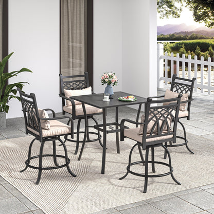 Set da pranzo girevole per esterni con sedie imbottite da 29 W, tavolo da patio