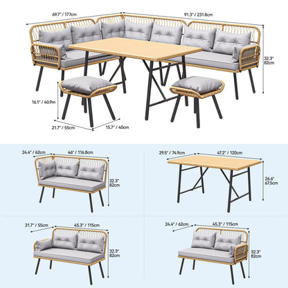 Set da conversazione per mobili da giardino in vimini Moasis da 6 pezzi - 6 pezzi