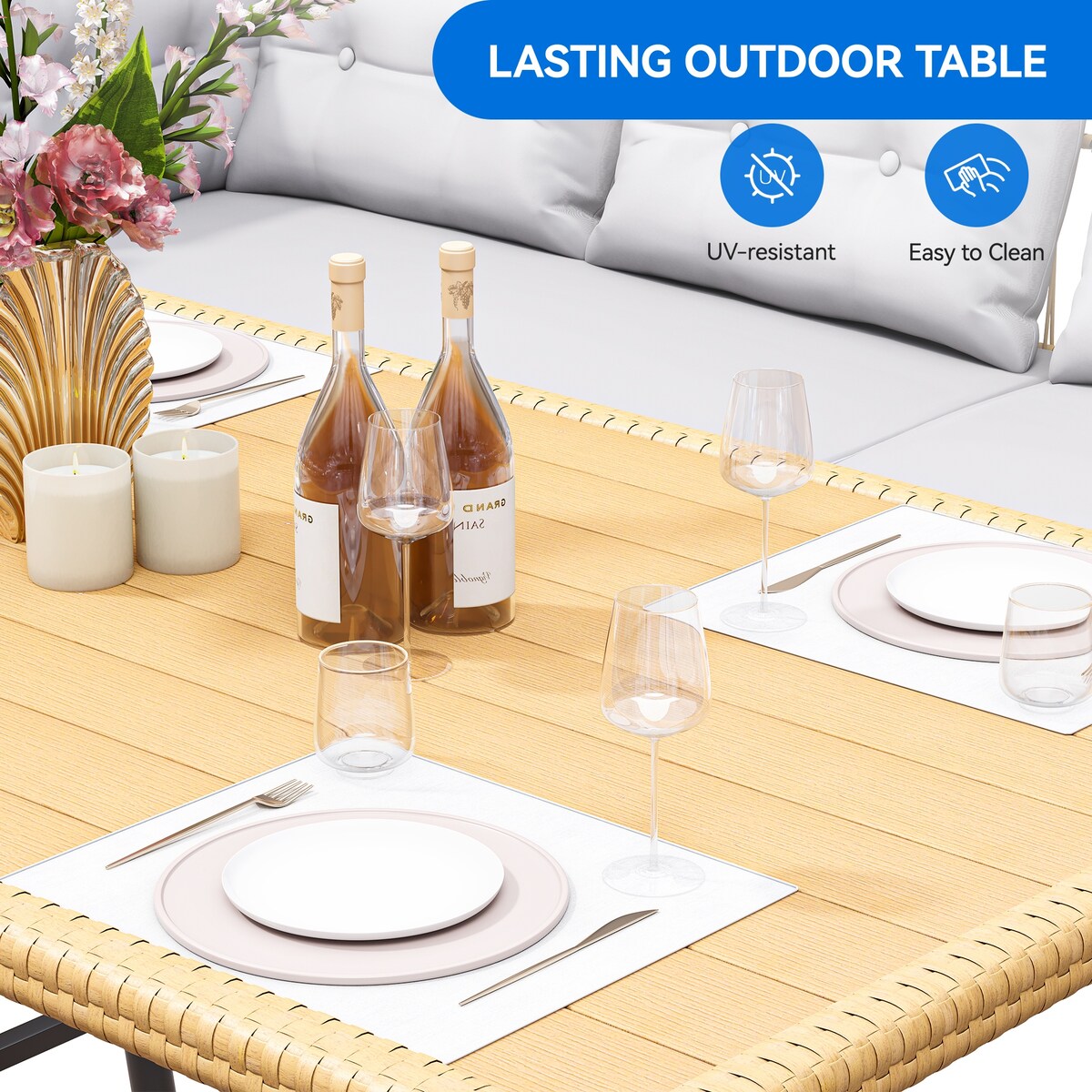 Set da conversazione per mobili da giardino in vimini Moasis da 6 pezzi - 6 pezzi