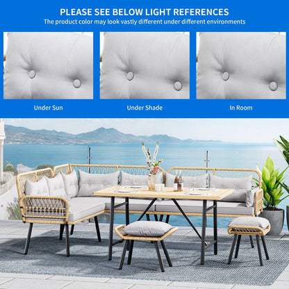 Set da conversazione per mobili da giardino in vimini Moasis da 6 pezzi - 6 pezzi