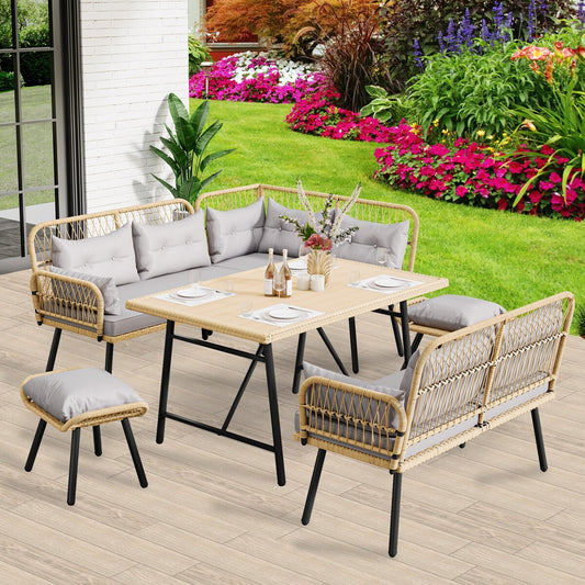 Set da conversazione per mobili da giardino in vimini Moasis da 6 pezzi - 6 pezzi