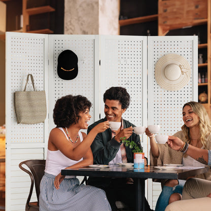 Divisorio per ambienti in legno bianco Moasis 67 a 4 pannelli