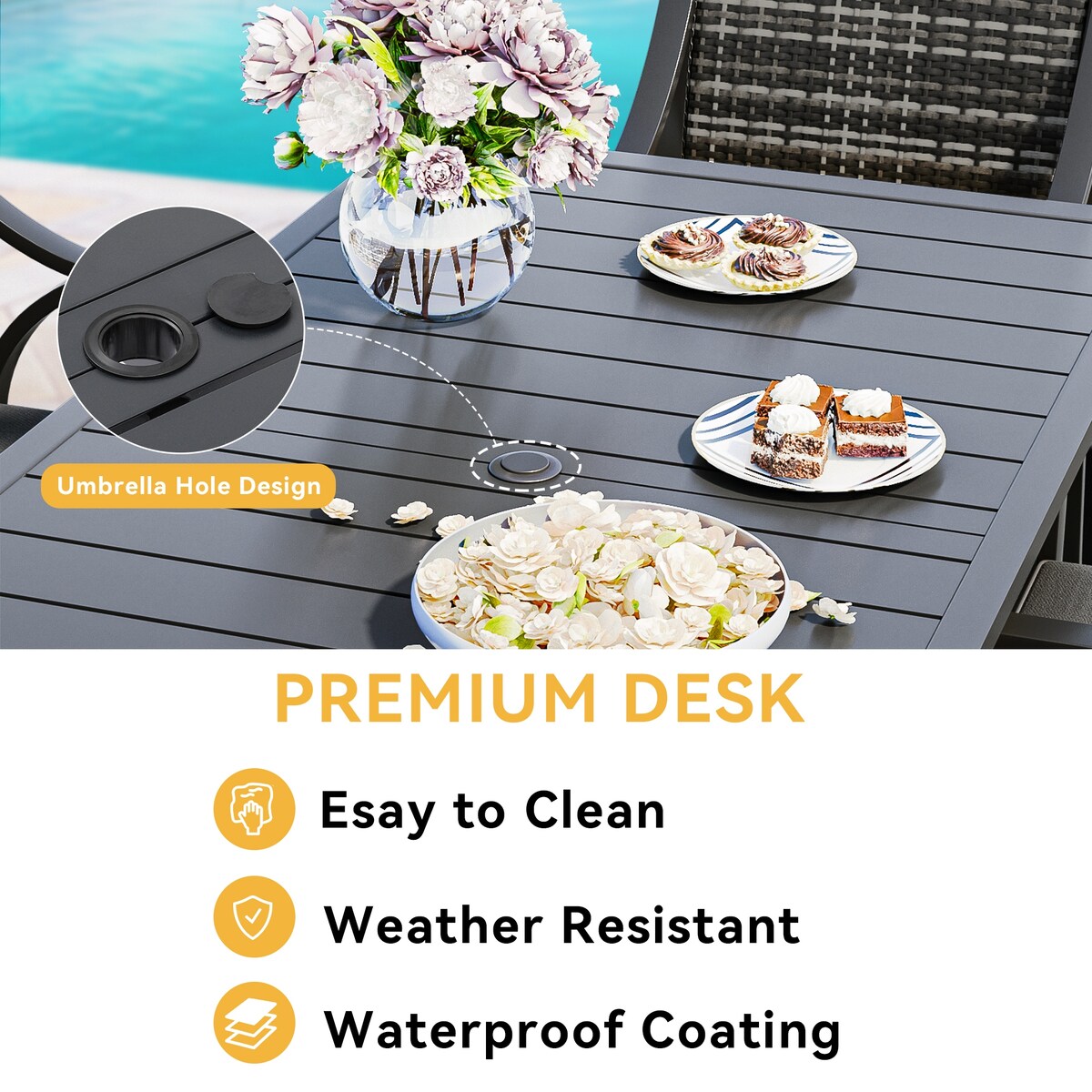 Set da pranzo da patio Moasis da 7 pezzi - 37,8 L x 35 W x 43,2 H