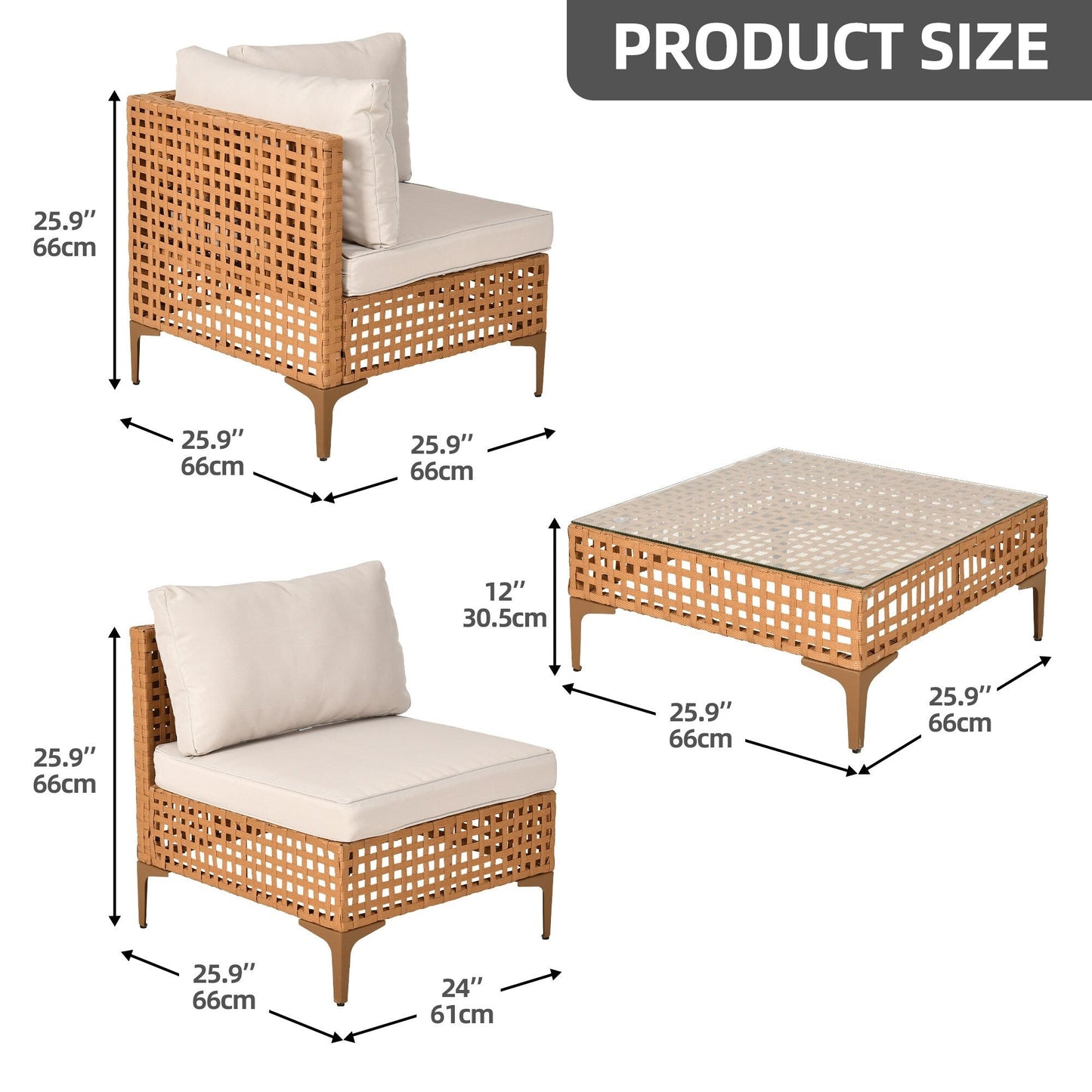 Moasis 7 pezzi set di divani componibili per mobili da giardino, per patio, cortile, piscina, veranda, con tavolino e cuscini