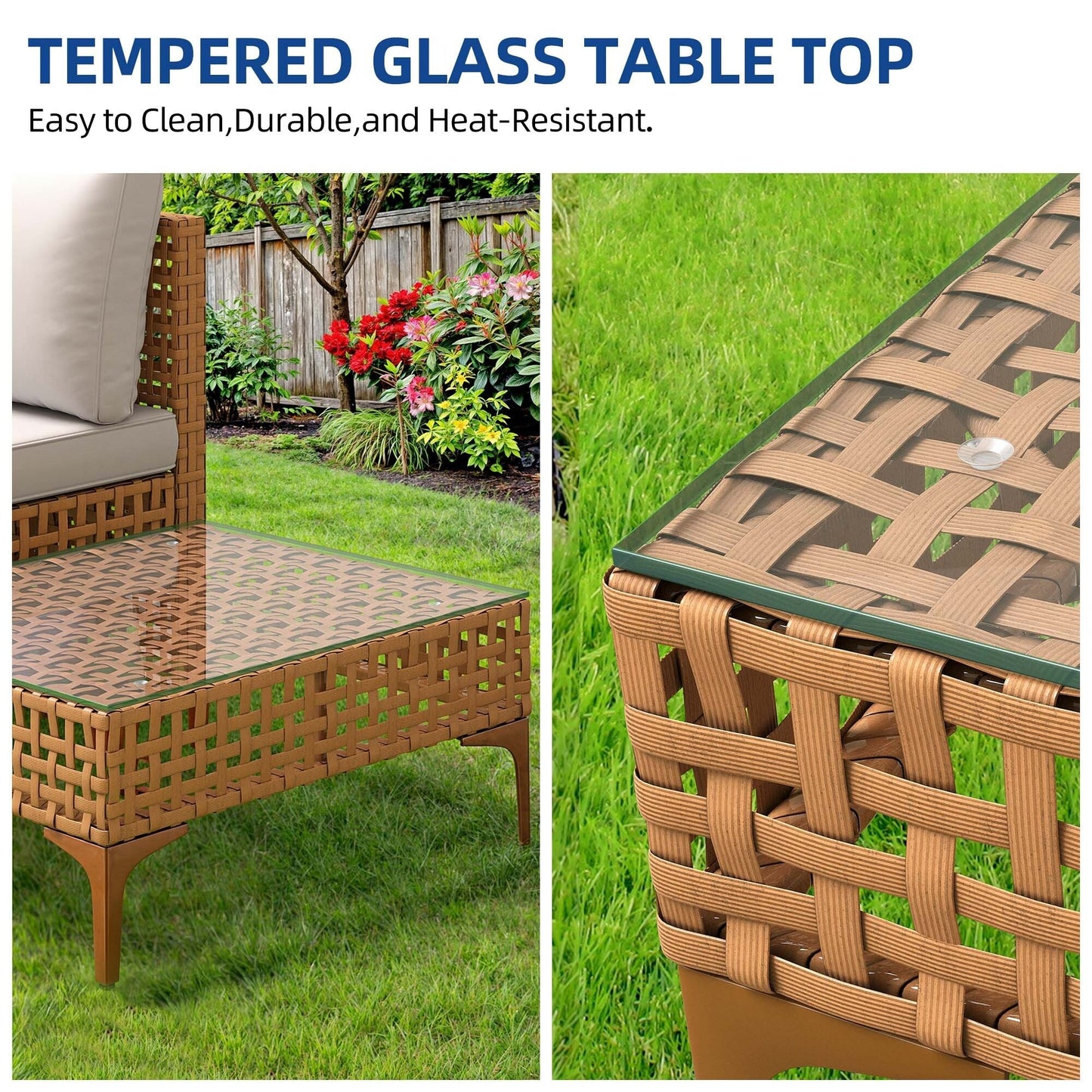 Moasis 7 pezzi set di divani componibili per mobili da giardino, per patio, cortile, piscina, veranda, con tavolino e cuscini