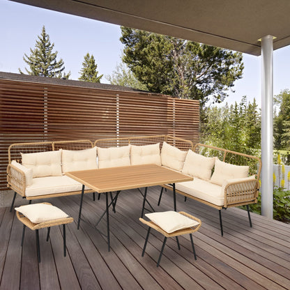 Set da conversazione per mobili da giardino in vimini nero Moasis da 6 pezzi - 6 pezzi