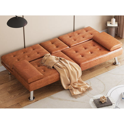 Divano letto futon moderno pieghevole in similpelle Moasis - 64 L x 30 P x 26 A