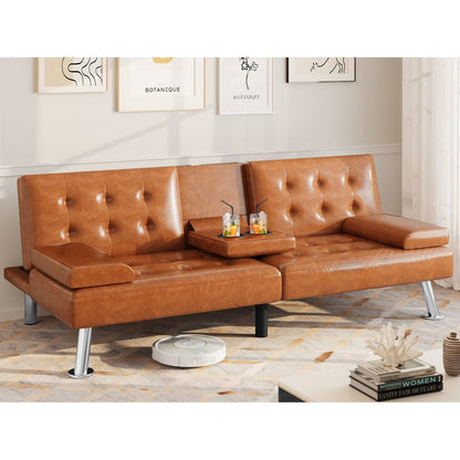 Divano letto futon moderno pieghevole in similpelle Moasis - 64 L x 30 P x 26 A