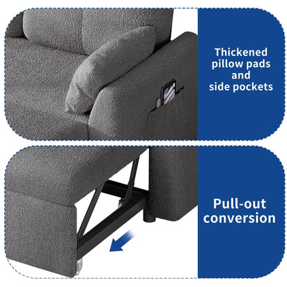 Divano letto componibile reversibile a 3 posti a L Moasis con contenitore e cuscini