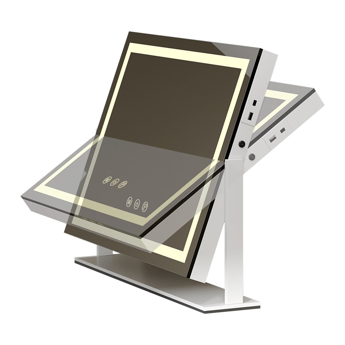 Specchio da trucco Moasis con luce LED, porta di ricarica USB, ingrandimento 10x e altoparlante Bluetooth