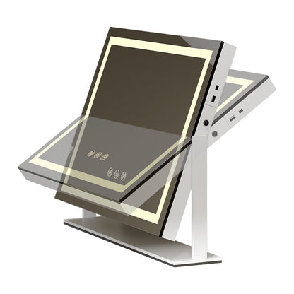 Specchio da trucco Moasis con luce LED, porta di ricarica USB, ingrandimento 10x e altoparlante Bluetooth