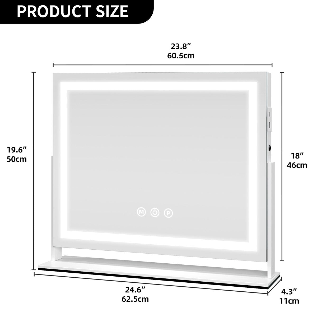 Specchio da trucco Moasis con luce LED, porta di ricarica USB, ingrandimento 10x e altoparlante Bluetooth