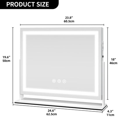 Specchio da trucco Moasis con luce LED, porta di ricarica USB, ingrandimento 10x e altoparlante Bluetooth