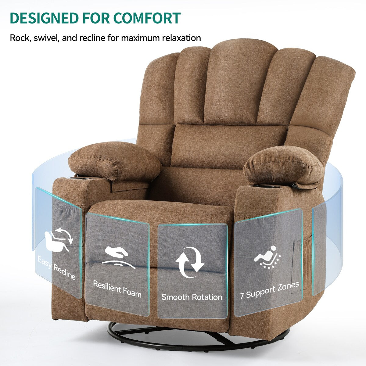 Poltrona reclinabile girevole manuale Moasis per anziani Poltrona reclinabile girevole Glider