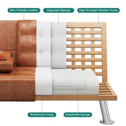 Divano letto moderno Moasis in tessuto e pelle PVC - 64Lx30Wx26H