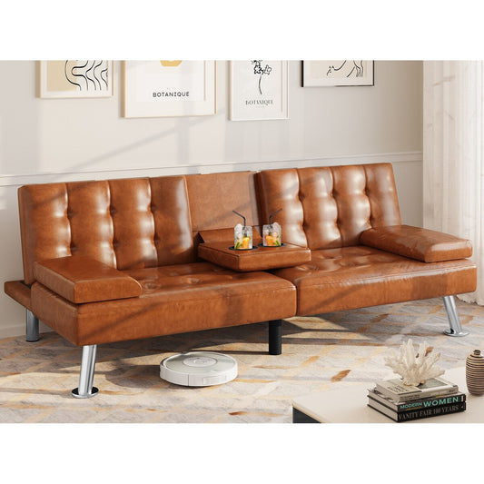 Divano letto moderno Moasis in tessuto e pelle PVC - 64Lx30Wx26H