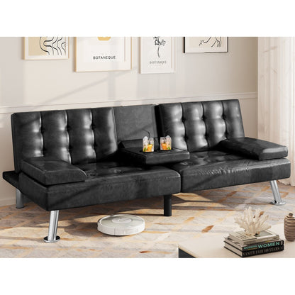 Divano letto moderno Moasis in tessuto e pelle PVC - 64Lx30Wx26H