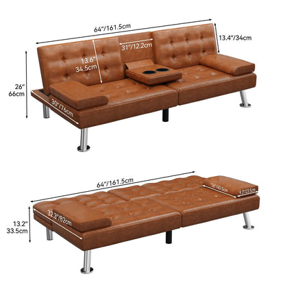Divano letto moderno Moasis in tessuto e pelle PVC - 64Lx30Wx26H
