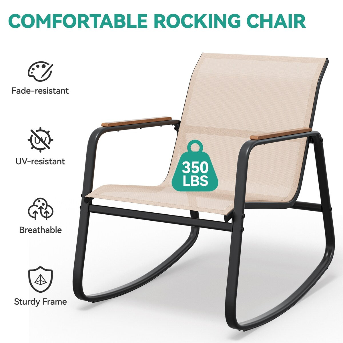 Set di 3 sedie a dondolo da esterno Moasis con tavolino laterale