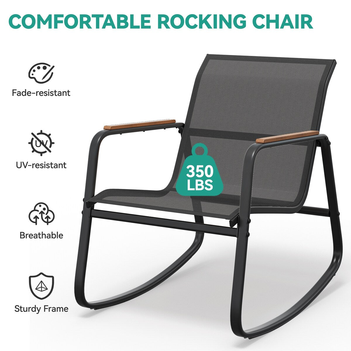 Set di 3 sedie a dondolo da esterno Moasis con tavolino laterale