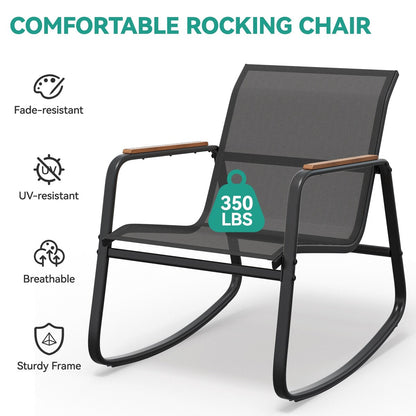 Set di 3 sedie a dondolo da esterno Moasis con tavolino laterale