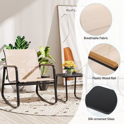 Set di 3 sedie a dondolo da esterno Moasis con tavolino laterale