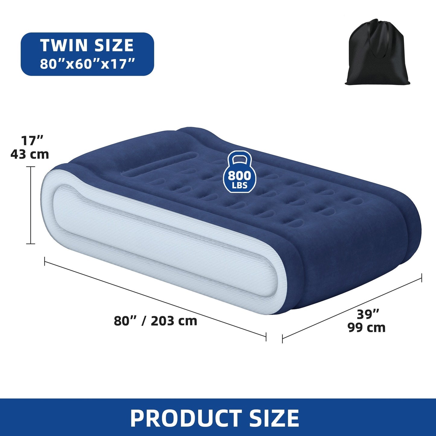 Materasso gonfiabile Moasis Queen da 17 pollici con cuscino integrato