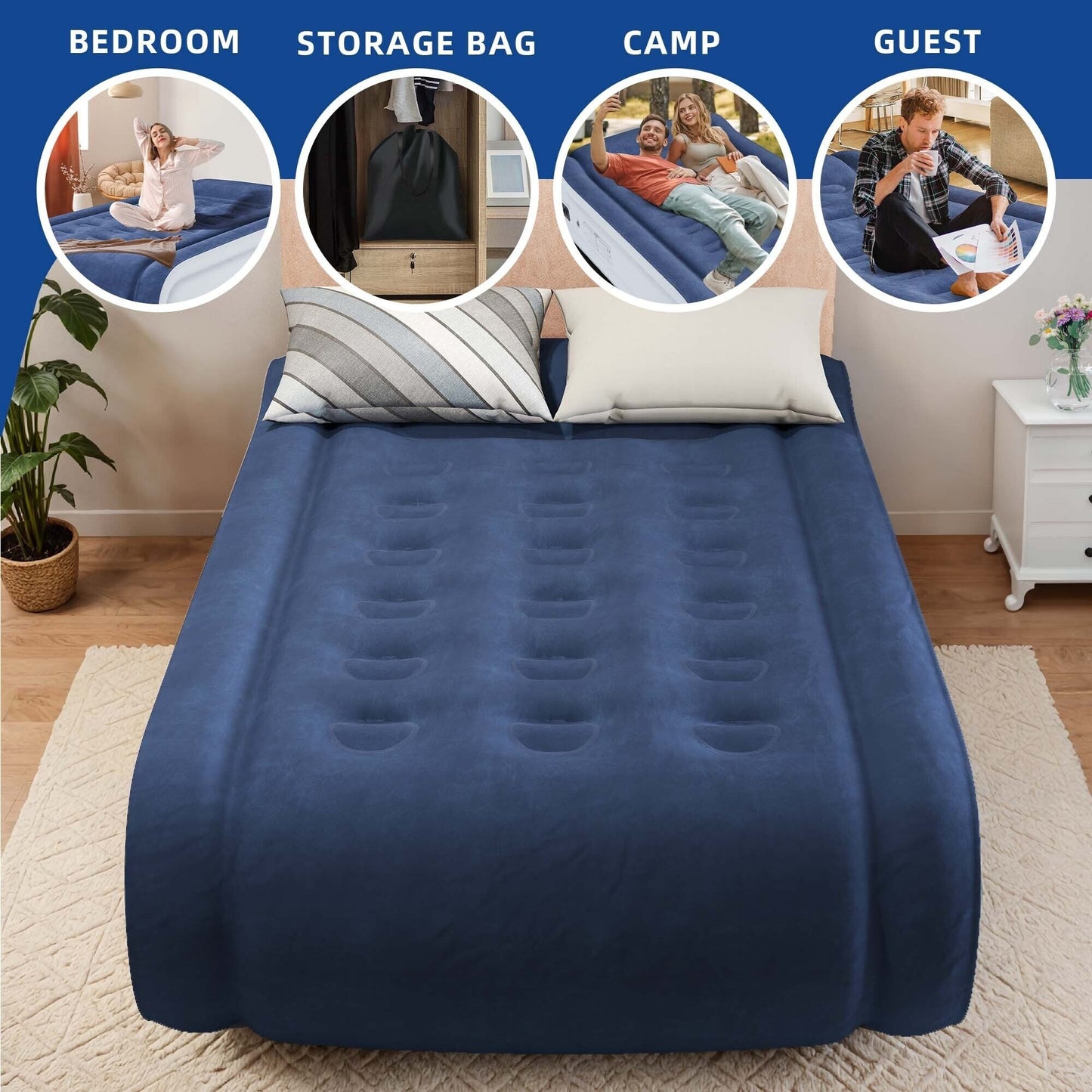 Materasso gonfiabile Moasis Queen da 17 pollici con cuscino integrato