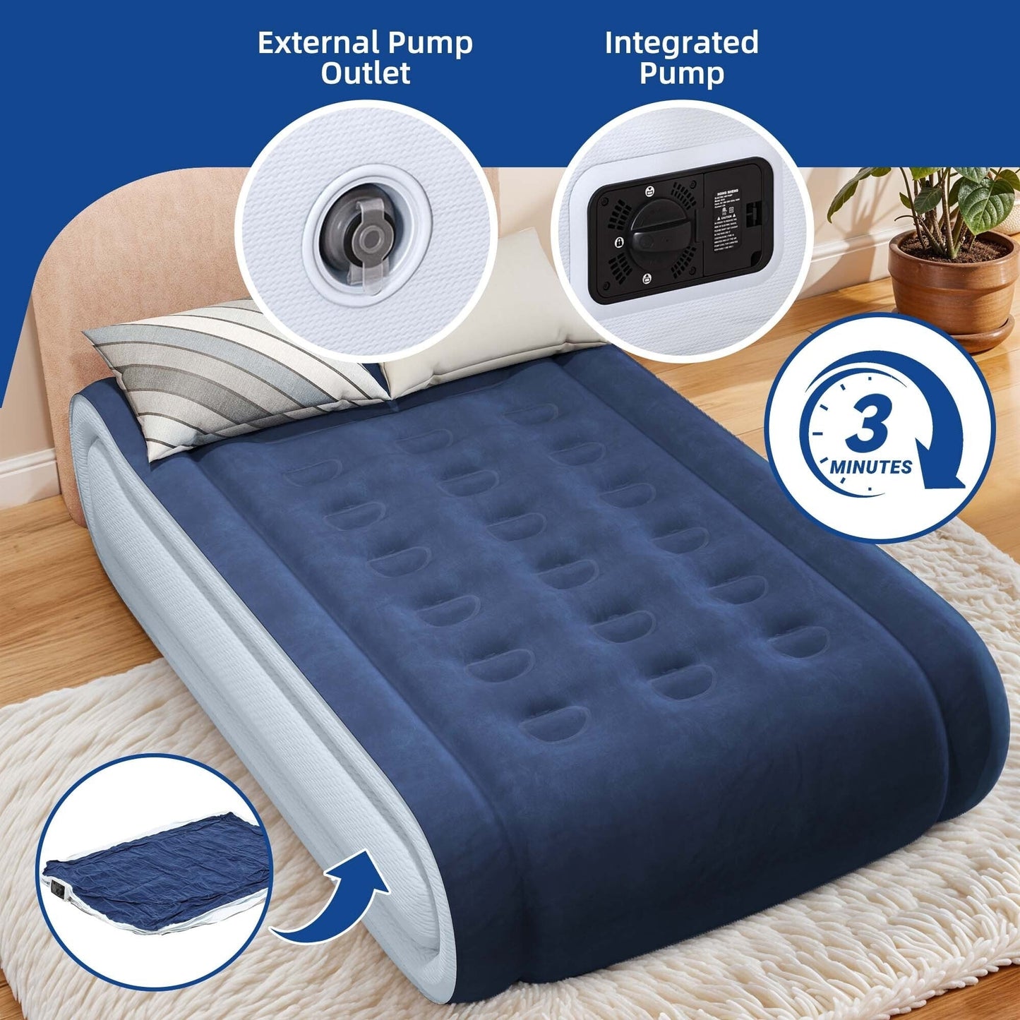 Materasso gonfiabile Moasis Queen da 17 pollici con cuscino integrato