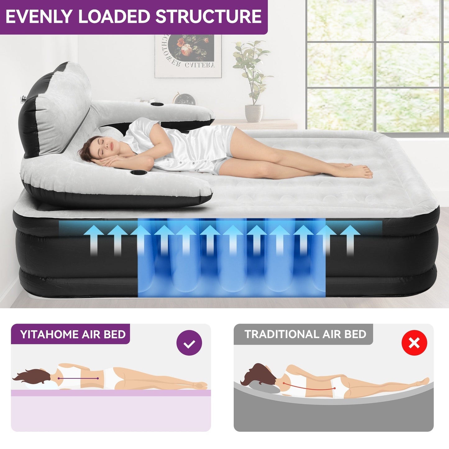 Materasso ad aria Moasis Queen Size con testiera