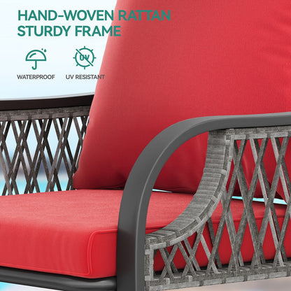 Set da bistrot da giardino Moasis Red da 3 pezzi, mobili da esterno con sedute imbottite - 3 pezzi