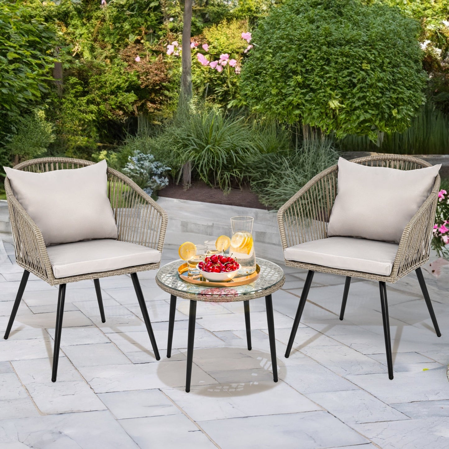 Set da bistrot in vimini Moasis, mobili da esterno - 3 pezzi