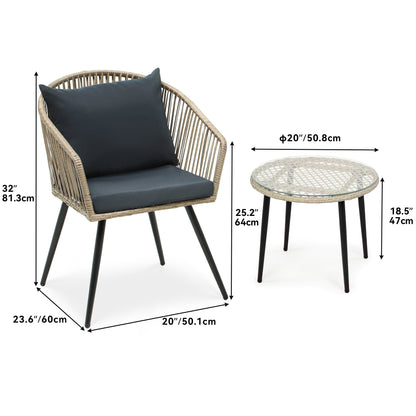 Set da bistrot in vimini Moasis, mobili da esterno - 3 pezzi