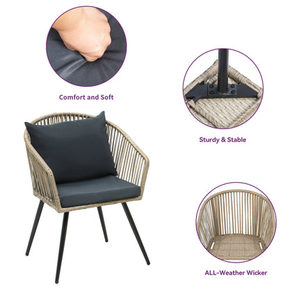 Set da bistrot in vimini Moasis, mobili da esterno - 3 pezzi