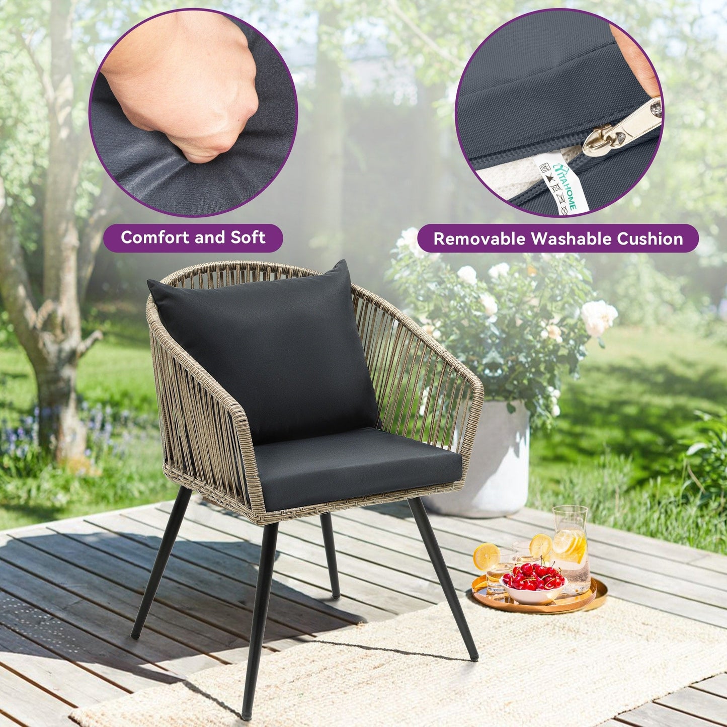 Set da bistrot in vimini Moasis, mobili da esterno - 3 pezzi