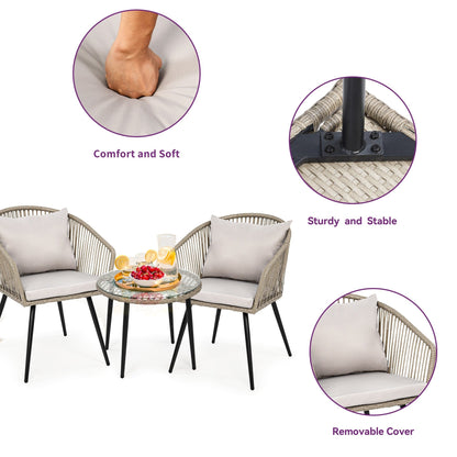 Set da bistrot in vimini Moasis, mobili da esterno - 3 pezzi