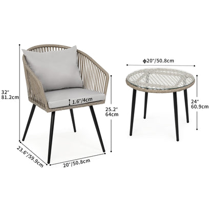 Set da bistrot in vimini Moasis, mobili da esterno - 3 pezzi