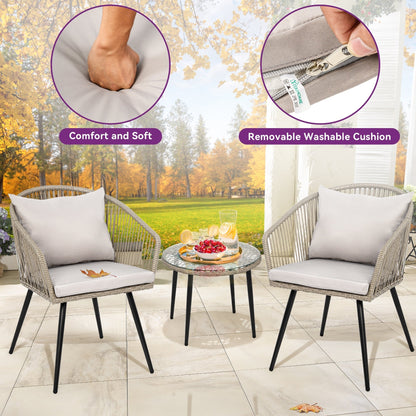 Set da bistrot in vimini Moasis, mobili da esterno - 3 pezzi